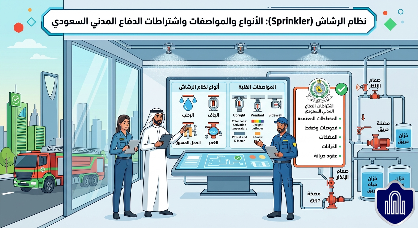 نظام رشاش الحريق الأنواع والمواصفات والاشتراطات 2026